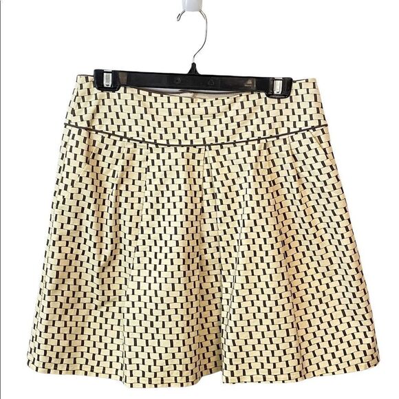 Nanette Lepore Brown Cream Geometric print Skirt 6 - Picture 3 of 6